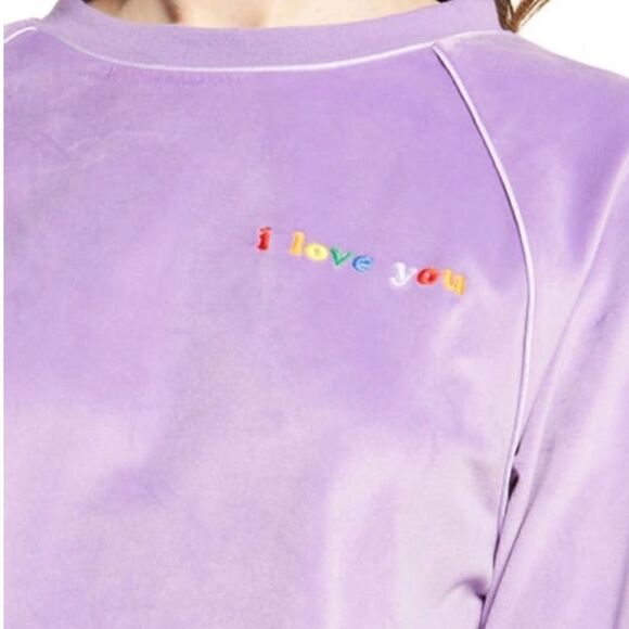 BP. Be Proud Gender Inclusive Pride Velour Sweatshirt Small Purple Hyacinth Love - Picture 6 of 6